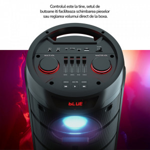 Boxa Karaoke E-Boda Party 200 Pro Maxi, Bluetooth, Microfon Wireless, Baterie 7.000 mAh, TWS, Negru - Img 4