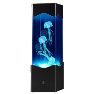 Lampa decorativa cu meduze JF10, Efect acvariu, Lumini LED multicolor RGB, Silentioasa, Negru - Img 1