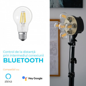 Set 3 Becuri LED Ledvance dimabil SMART+ A60, Control prin telefon, Bluetooth, E27/6W/230V 2700K, Alb Cald