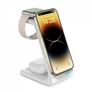 Incarcator Wireless 3 In 1 E-Boda Mobile Station, Alb