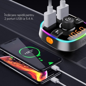 Modulator E-Boda BT 100, Bluetooth 5.0, Incarcare Rapida QC 3.0 - Img 7