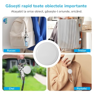 Dispozitiv de Urmarire E-Boda TAG10, Tag Localizare GPS, Anti-pierdere, Integrare directa Apple Find My, Baterie Inlocuibila, Autonomie de pana la 1 an, Atasabil Universal, Alb - Img 5