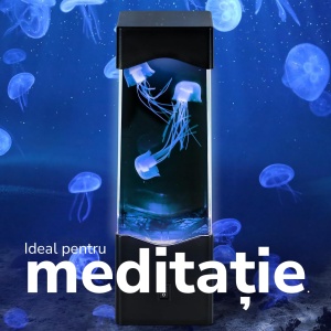 Lampa decorativa cu meduze JF10, Efect acvariu, Lumini LED multicolor RGB, Silentioasa, Negru - Img 5