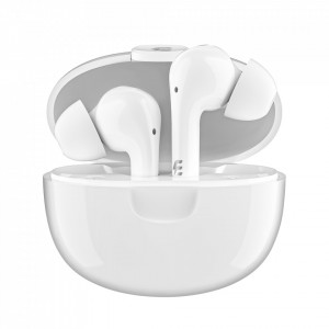 Casti TWS E-Boda Crystal Clear Sound, Tehnologie ENC, True Wireless, Bluetooth 5.3, Rezintenta la Stropire IPX5, Alb