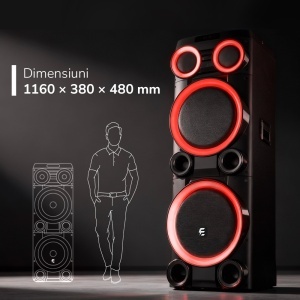 Boxa Karaoke Monster Party M200, Putere 400W, Microfon Wireless Inclus - Img 4