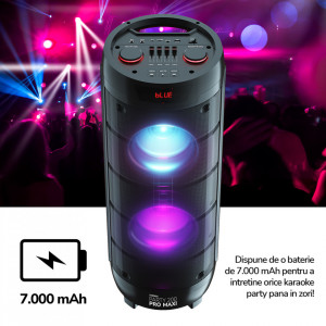 Boxa Karaoke E-Boda Party 200 Pro Maxi, Bluetooth, Microfon Wireless, Baterie 7.000 mAh, TWS, Negru - Img 2