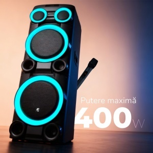 Boxa Karaoke Monster Party M200, Putere 400W, Microfon Wireless Inclus - Img 2