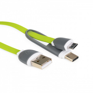 Cablu USB cu MicroUSB si Adaptor Type-C E-Boda CML QC301 - Verde - Img 5