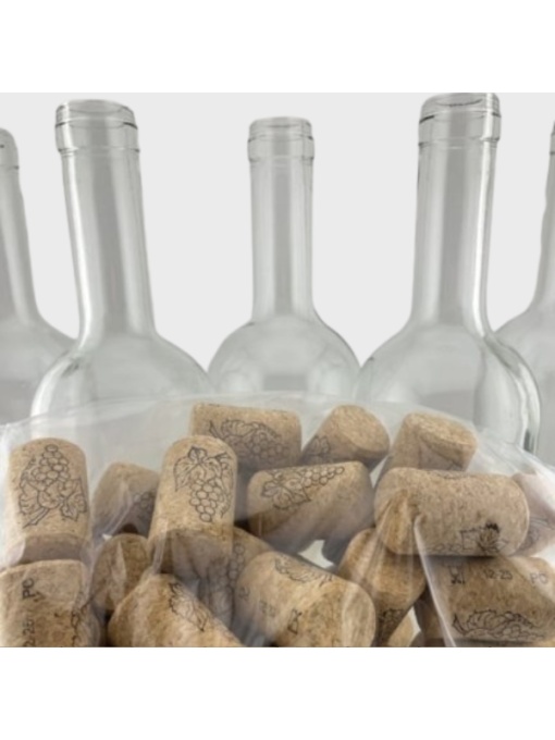 Pachet 30 sticle vin 750 ml + 30 dopuri de pluta micro – set complet imbuteliere