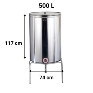 Cisterna inox de 500L, finisaj lucios, pentru agheazmă, vin sau alte băuturi, calitate alimentară, Sansone
