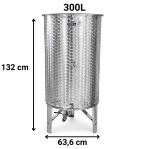 Cisterna inox vin fund inclinat 300L cu 3 robineti inox - ZOTTEL