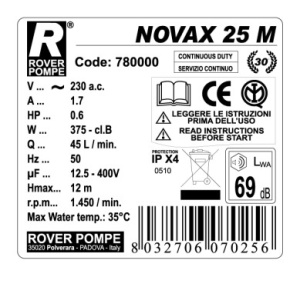 Electropompa NOVAX M25, By-Pass - Img 1