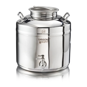 Bidon din inox alimentar cu manere pentru apa, vin, tuica, lapte, ulei - Sansone, model Europa cu manere - Img 2