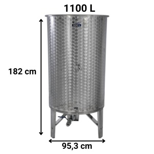 Cisterna inox vin fund inclinat 1100L cu 3 robineti inox - ZOTTEL - Img 1