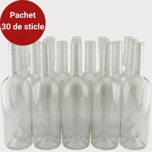 Pachet 30 de sticle goale pentru vin, VIP 750 ml transparente