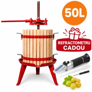 Teasc struguri 50 Litri, manual cu clichet TMC 35 fabricat in Italia + u refractometru pentru masurarea contiutului de zahar din must CADOU!
