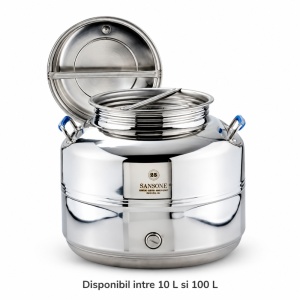 Bidon din inox alimentar cu manere pentru apa, vin, tuica, lapte, ulei - Sansone, model Europa cu manere