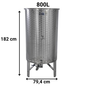 Cisterna inox vin fund inclinat 800L cu 3 robineti inox - ZOTTEL - Img 1
