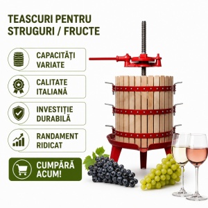 Teasc struguri 50 Litri, manual cu clichet TMC 35 fabricat in Italia + u refractometru pentru masurarea contiutului de zahar din must CADOU! - Img 4