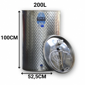 Cisterna inox de 200L cu capac flotant cu garnitura de silicon si robinet de inox, fabricata in Italia ARIA PE - TOSCANA INOX