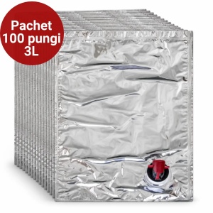 Pachet 100 de pungi BAG-IN-BOX 3L, metalizate