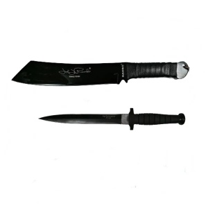 Set Cutit de vanatoare cu doua taisuri si Maceta Rambo V 56.5 cm