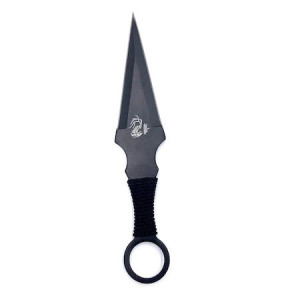 Set 6 cutite,negre,pentru aruncat la tinta, husa neagra cu prindere la curea -Kunai - Img 3