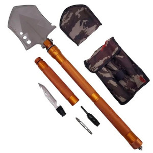 Lopata Multifunctionala 10 in 1, Otel Inoxidabil, Lungime 76 cm, Culoare Portocaliu