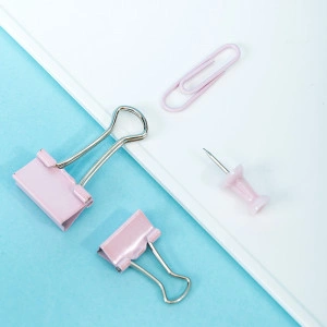SET ACCESORII BIROU (AGRAFE, CLIPSURI, PIONEZE) ROZ DELI - Img 4