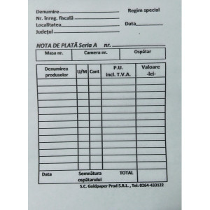 NOTA PLATA AUTOCOPIATIV 2EXEMPLARE