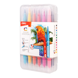CARIOCI CU VARF PENSULA 12 CULORI CUTIE PLASTIC DELI - Img 2
