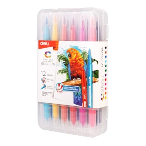 CARIOCI CU VARF PENSULA 12 CULORI CUTIE PLASTIC DELI - Img 2
