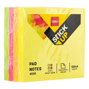 NOTES ADEZIV 76*76MM 4 CULORI NEON 400 FILE DELI - Img 1