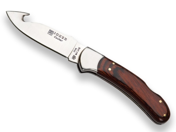 Briceag pentru jupuit Joker Cocker, maner lemn rosu lama 9cm NR50