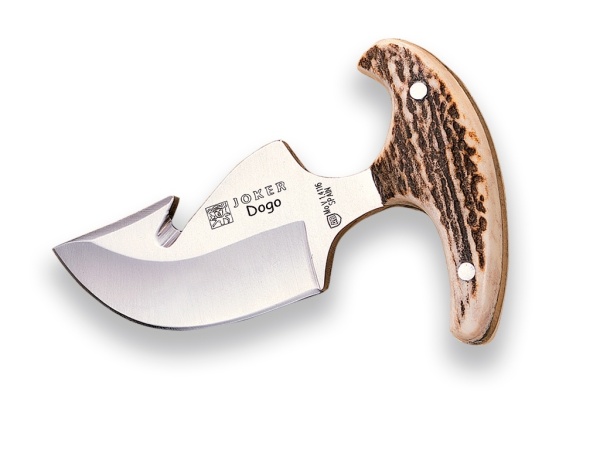 Cutit pentru jupuit Joker Dogo, maner corn cerb, lama full tang 8cm CC11