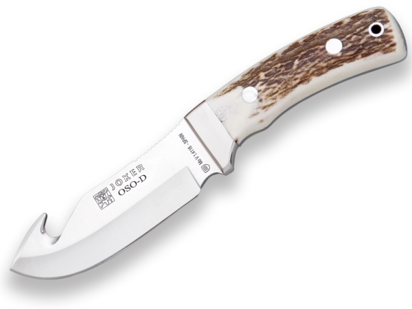 Cutit pentru jupuit Joker Oso D, maner corn cerb, lama full tang 12cm CC55