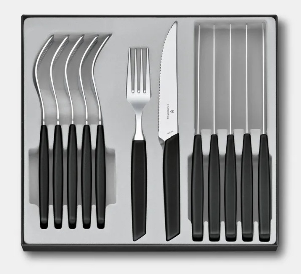 Set Victorinox Swiss Modern Table Set Steak Knife, 12 piese, Black 6.9093.12W.12