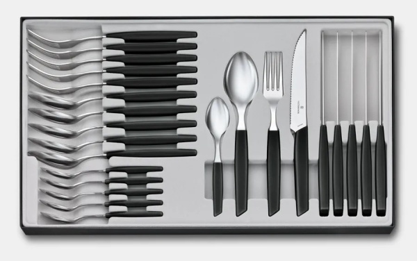 Set Victorinox Swiss Modern Table Set Steak Knife, 24 piese, Black 6.9093.12W.24