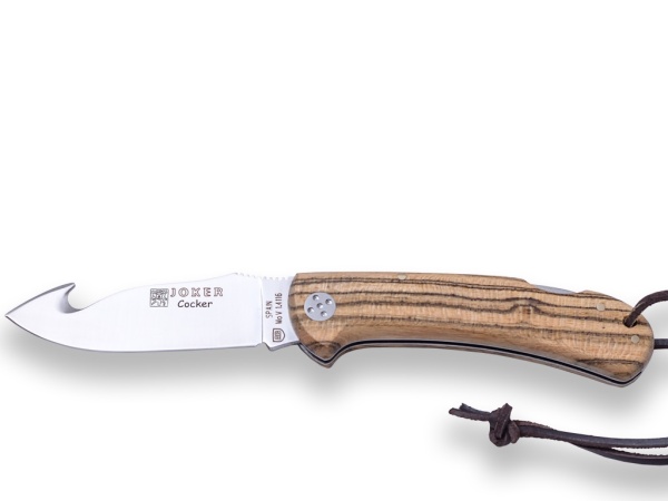 Briceag pentru jupuit Joker Cocker, maner lemn bocote, lama 9cm NB135