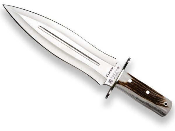 Cutit pentru injunghiere Joker Bisonte, maner corn cerb, lama full tang 25.5cm CC44