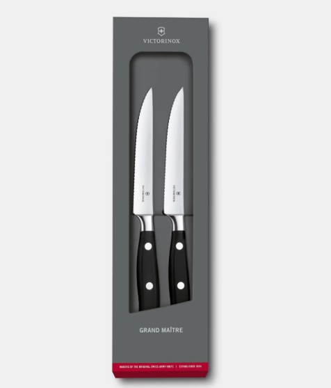 Set pentru friptura Victorinox Grand Maitre Steak Set, 2 piese, Black 7.7242.2W