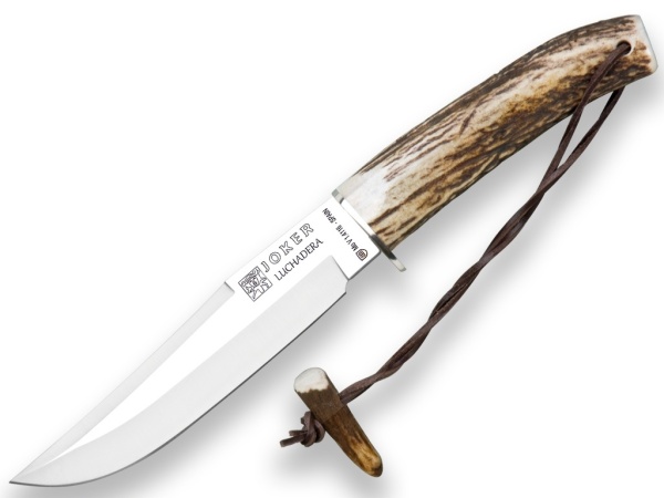 Cutit pentru vanatoare Joker Luchadera, maner corn cerb, lama 16cm CC73