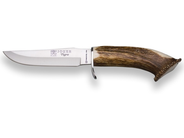 Cutit pentru vanatoare Joker Tigre, maner corn cerb, lama 14cm CN33
