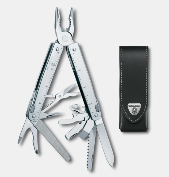 Multifunctional Victorinox Swiss Tool X, 115 mm, teaca piele, argintiu 3.0327.L