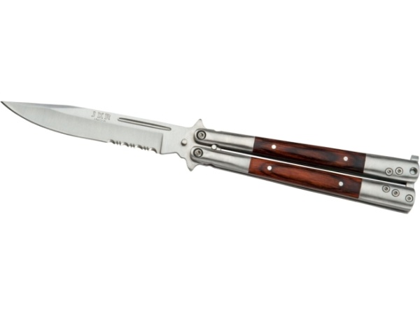 Briceag fluture Joker, maner otel inoxidabil&lemn, lama 10cm JKR0145