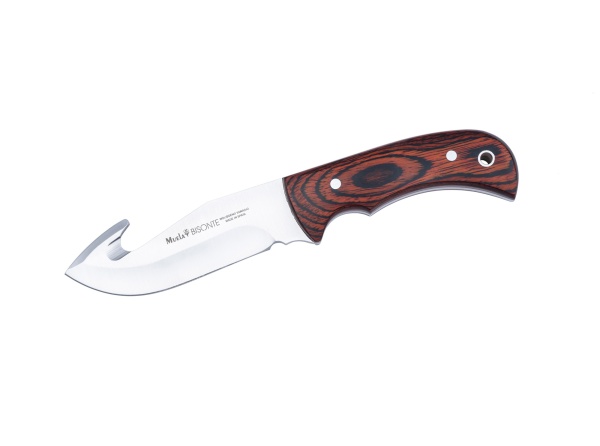 Cutit pentru jupuit Muela Bisonte-11R,maner lemn coral, lama full tang 11,5cm