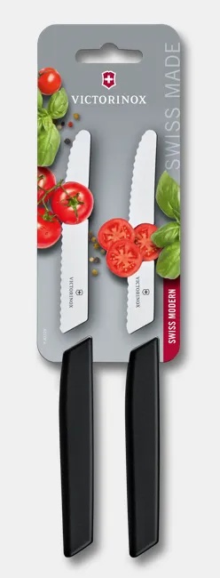 Set cutite Victorinox Swiss Modern Tomato and Table Knives, 2 piese, Black 6.9003.11WB