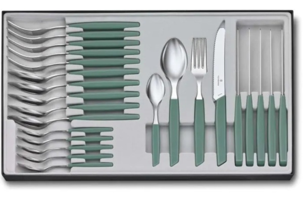 Set cutite Victorinox Swiss Modern Table Set Tomato Knife, 24 piese, Sage 6.9096.11W43.24