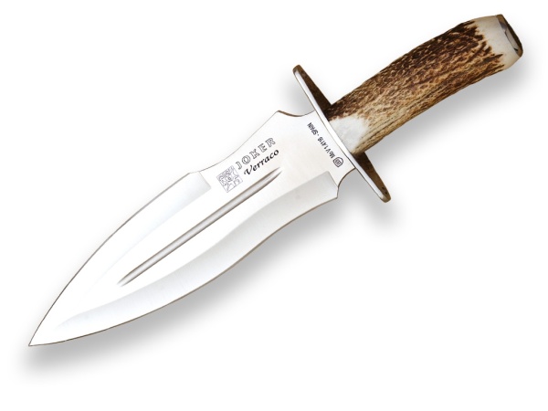 Cutit pentru injunghiere Joker Verraco, maner corn cerb, lama 26cm CN42