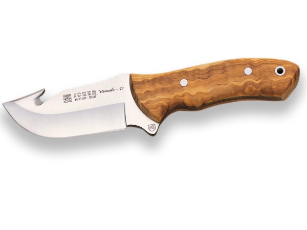 Cutit pentru jupuit Joker Venado D, maner lemn maslin, lama full tang 10cm CO65